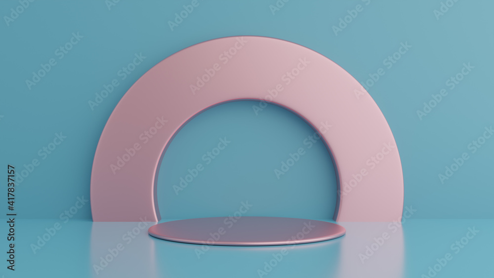 podium on blue background, product stand, 3d render podium on blue background, product stand, 3d render