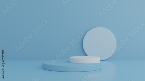 podium and minimal blue wall scene  podium minimal abstract background