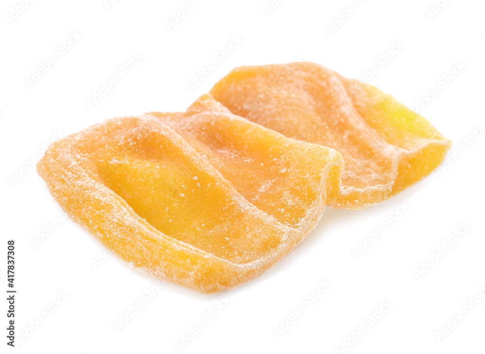 Sweet dried jackfruit slice isolated on white