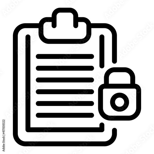 Document privacy icon. Outline document privacy vector icon for web design isolated on white background