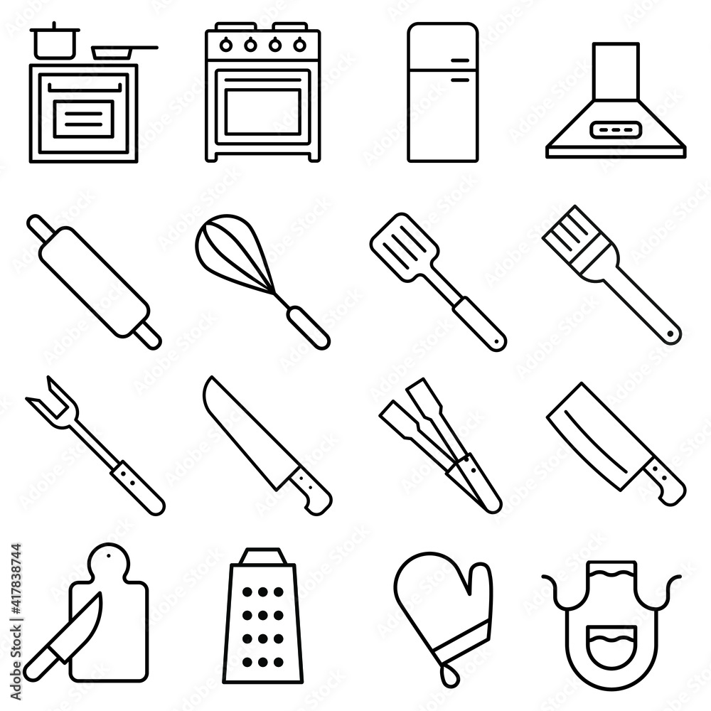 Kitchen icon vector set. cooking icon vector set. cook symbol.
Kitchen icon vector set. cooking icon vector set. cook symbol.