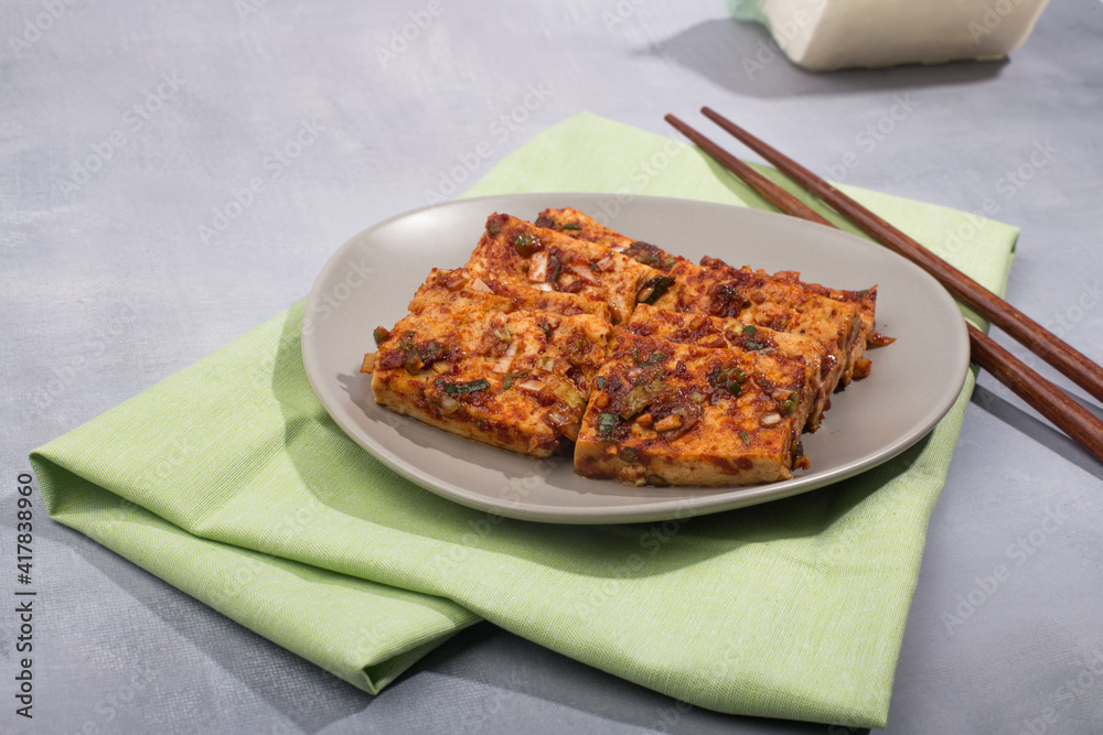 Korea food, Braised Tofu with Spicy Sauce. Stock Photo | Adobe Stock