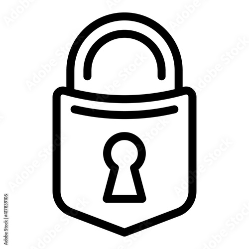 Lock security icon. Outline lock security vector icon for web design isolated on white background