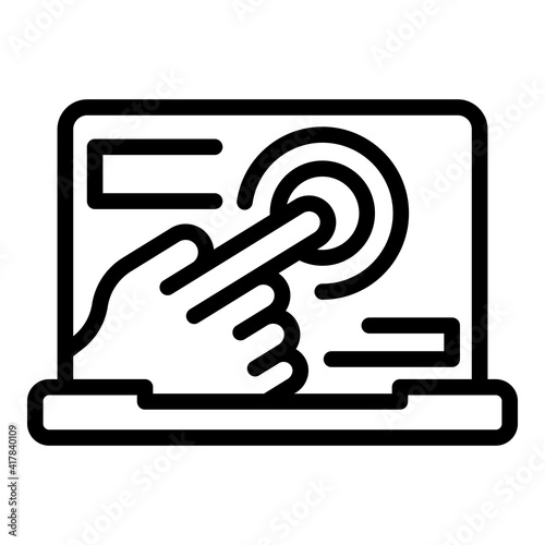 Touch assistance icon. Outline touch assistance vector icon for web design isolated on white background