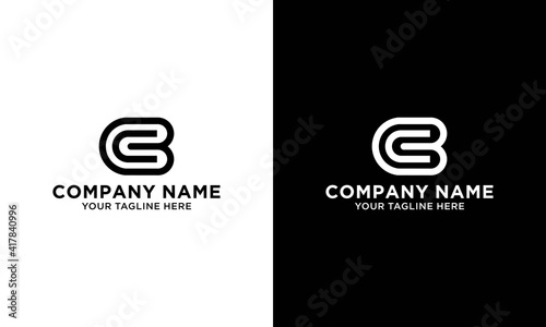 Initial lowercase letter logo cb, bc, b inside c, monogram rounded shape, white color on black background