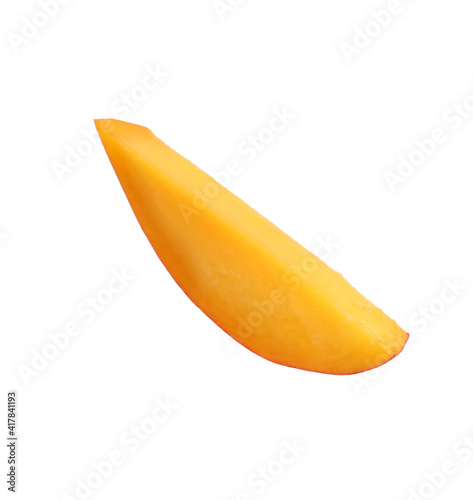 Fresh juicy mango slice on white background