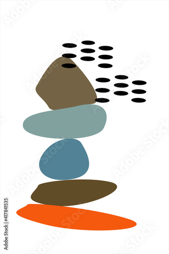 Balancing stone pyramid with ovals vector design