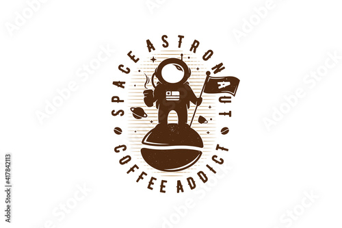 Coffee Astronaut Vector Emblem Logo