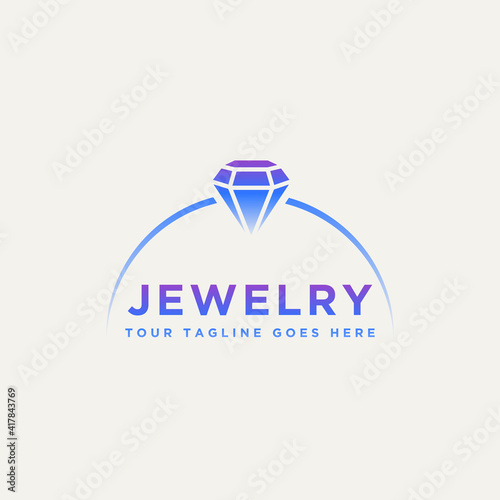 diamond ring jewelry simple logo template vector illustration design. simple modern boutique, weeding, jewelry logo concept