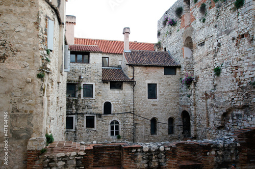 Houses buit on the remains of Diocletians Palace. Split, Croatia