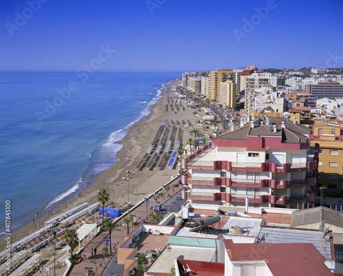 View over the seafront and beach, Fuengirola, Costa del Sol, Andalucia (Andalusia), Spain, Europe photo