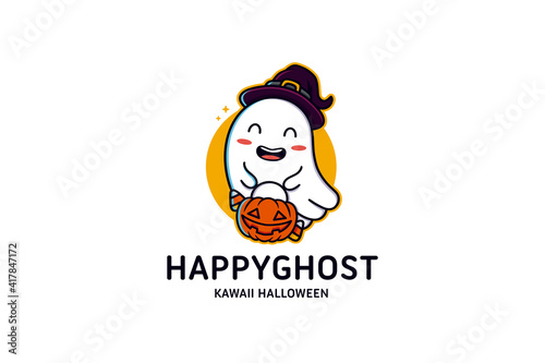 Happy Ghost Logo Template