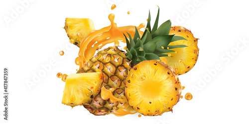 Fresh pineapple and a splash of fruit juice.