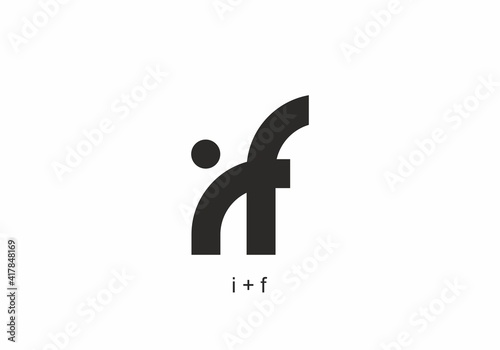 Monogram black and white i and f initial letter