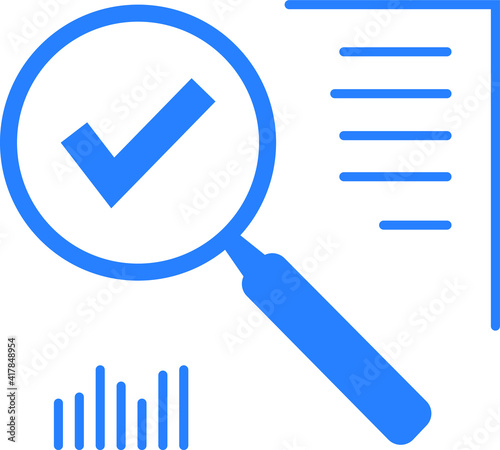 Magnifying glass like audit assess icon. identification vulnerable or advisor job in business icon