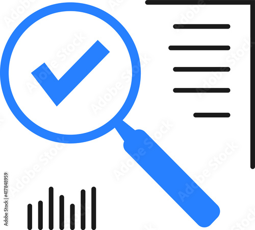Magnifying glass like audit assess icon. identification vulnerable or advisor job in business icon