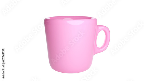 pink cup isolated on white background.3d rendering
