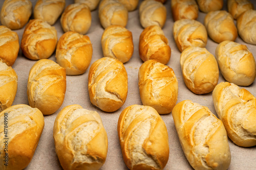 DELICIOUS AND CRUSTY ARTISAN BREADS ROLLS FRESHLY MADE IN THE BAKERY.
