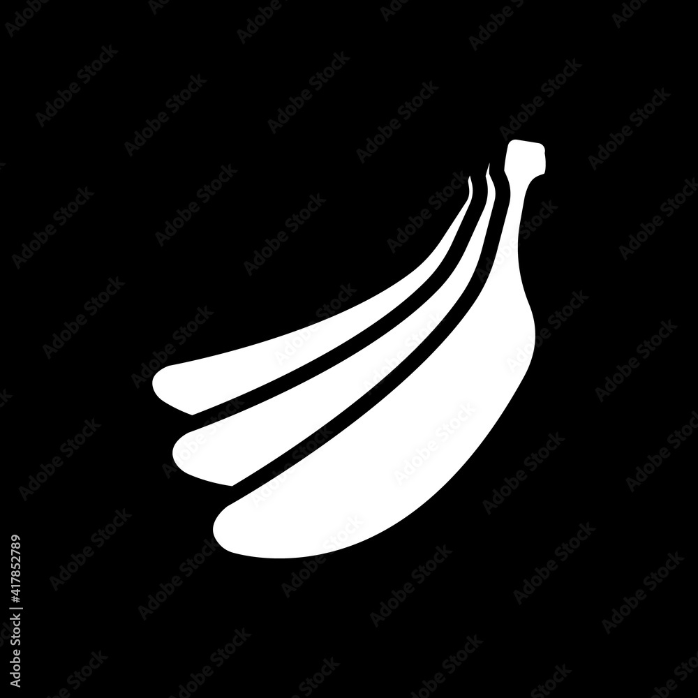 Bananas dark mode glyph icon. Fresh fruits. Vitamins for diet. Natural food. Recipe ingredient. Grocery product and foodstuff. White silhouette symbol on black space. Vector isolated illustration Bananas dark mode glyph icon. Fresh fruits. Vitamins for diet. Natural food. Recipe ingredient. Grocery product and foodstuff. White silhouette symbol on black space. Vector isolated illustration