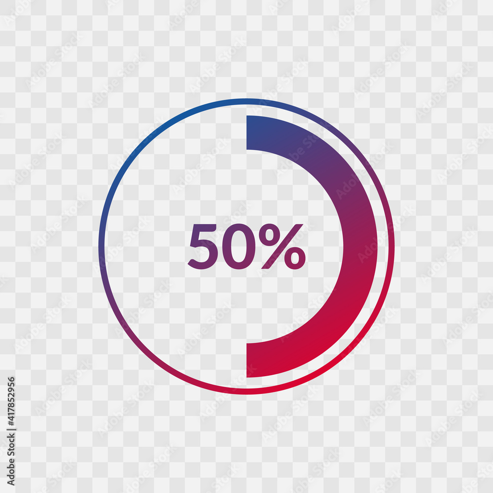 50 Percent Blue And Red Gradient Pie Chart Sign Percentage Vector 50-percent-blue-and-red-gradient-pie-chart-sign-percentage-vector