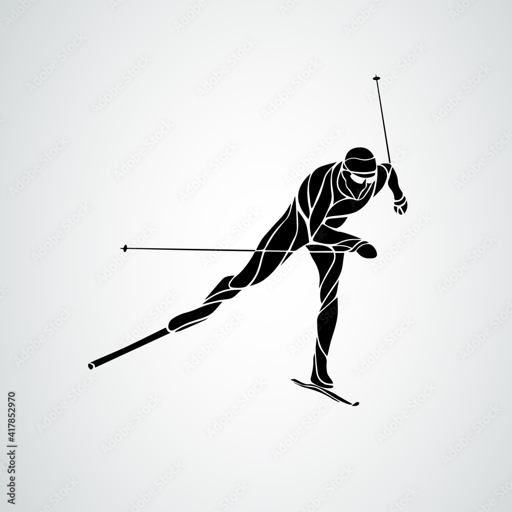 Cross country skiing. Creative silhouette of the skier. Vector Cross country skiing. Creative silhouette of the skier. Vector