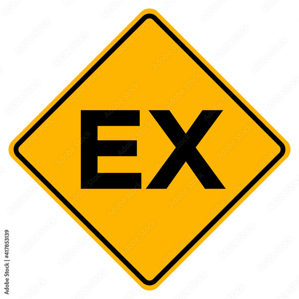 Ex Yellow Warning Attention Sign on a white background. Ex Yellow Warning Attention Sign on a white background.