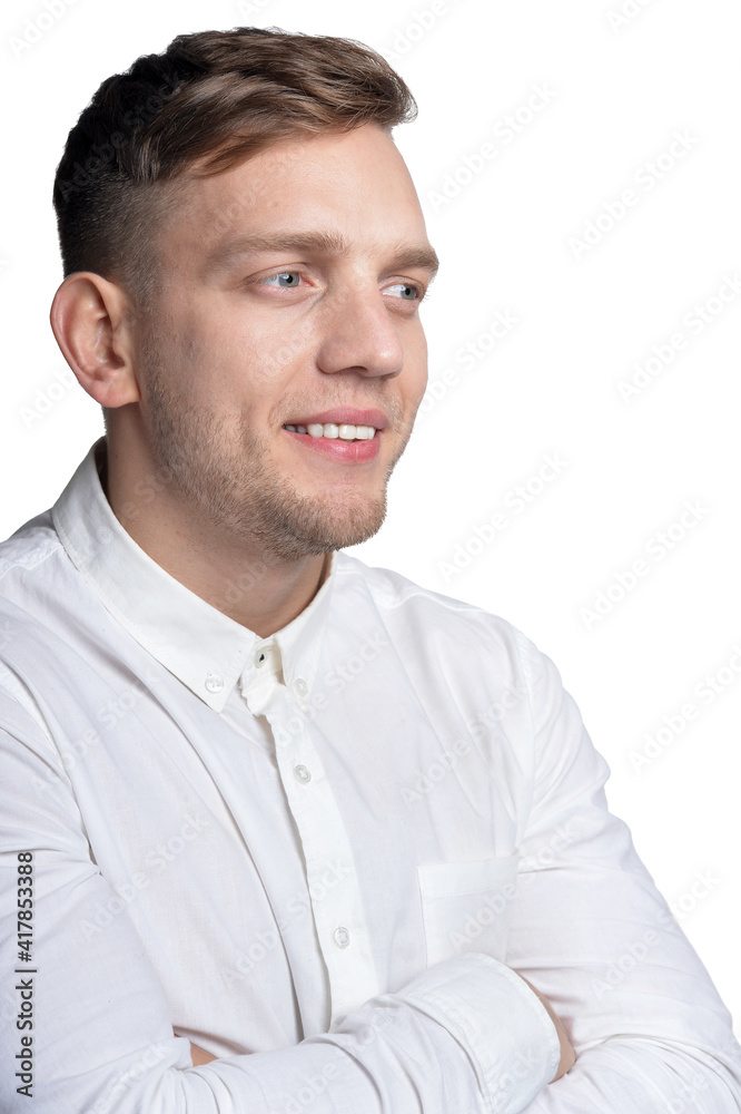 Portrait of handsome young man wearing white shirt Portrait of handsome young man wearing white shirt
