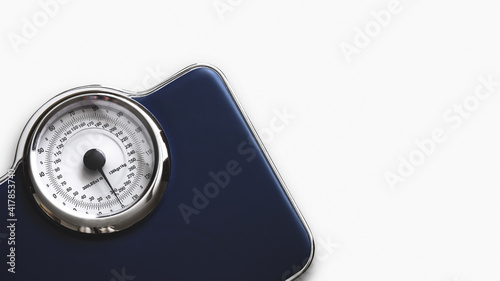 weight scale or bathroom scale on white background photo