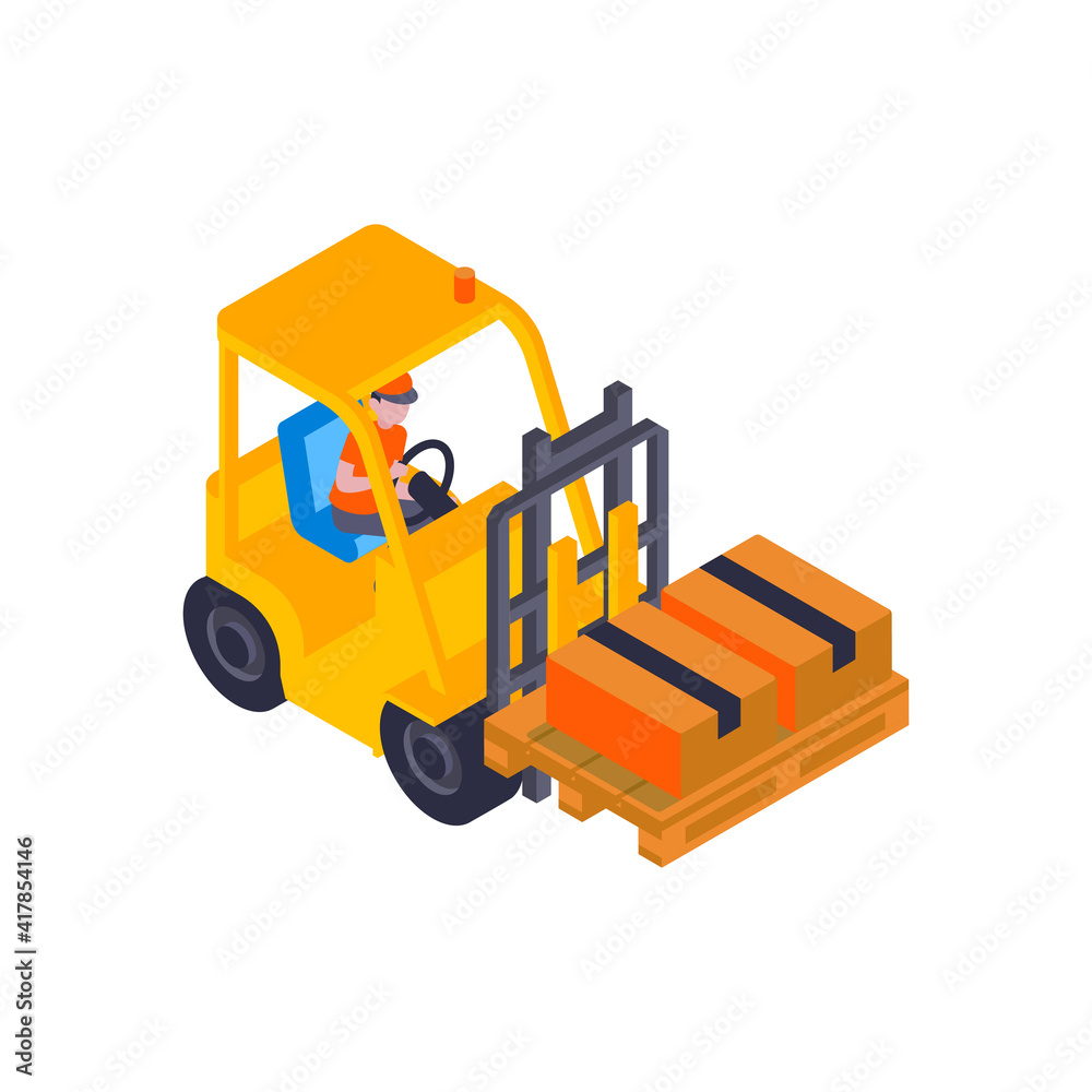 Fototapeta premium Forklift With Parcels Composition