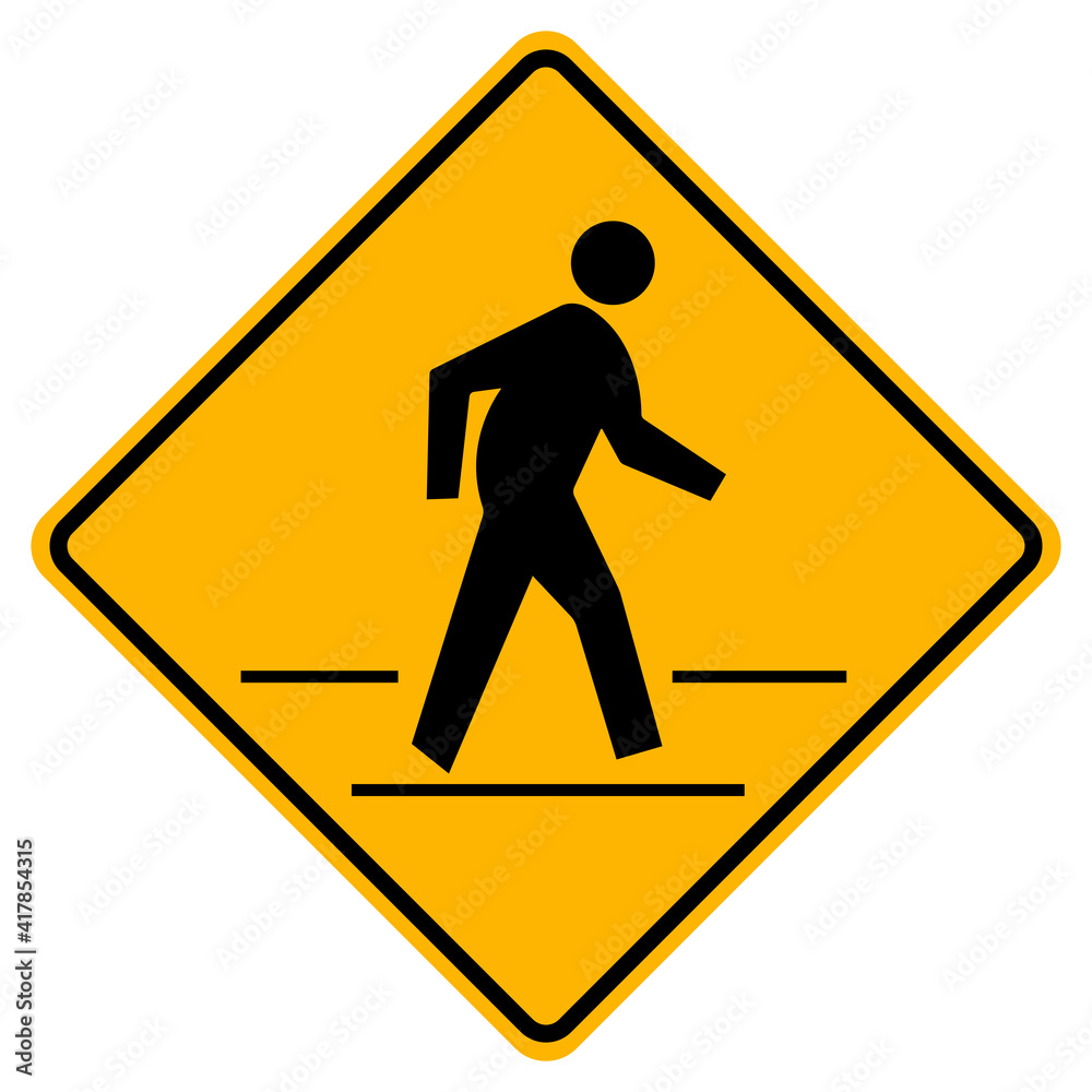 Pedestrian Crossing Warning Road Sign Pedestrian Crossing Warning Road Sign