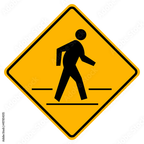 Pedestrian Crossing Warning Road Sign