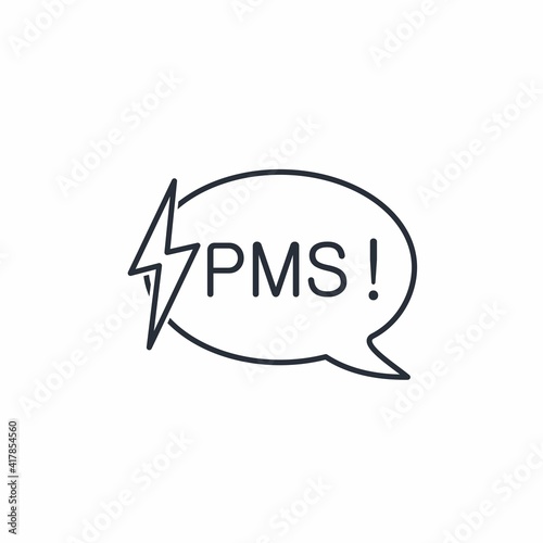 Text box labeled Premenstrual Syndrome and Lightning. Vector icon isolated on white background. 