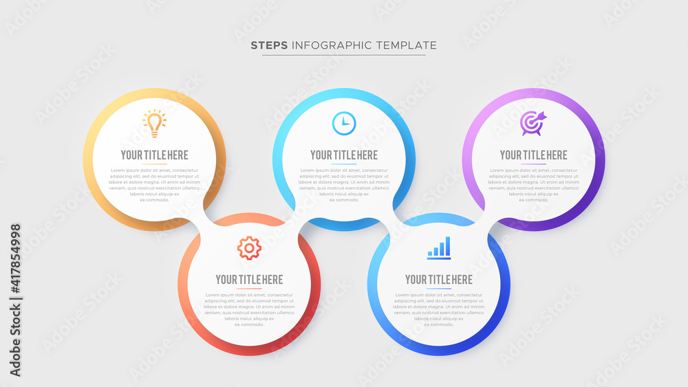 Fototapeta premium Five 5 Steps Options Business Infographic Modern Design Template 