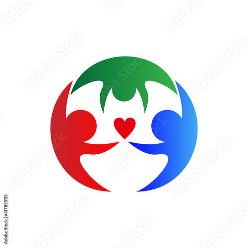 Happy Family Vector Logo Design Template. People Logo Design. Geometrical shapes Logo.