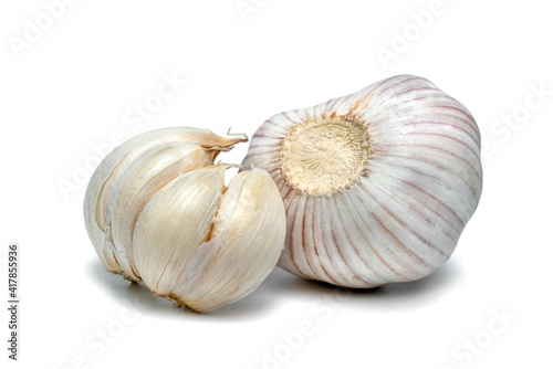 closeup garlic isolated on white background