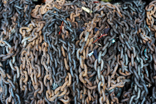 Old rusty chain,oxidation rusting chain
