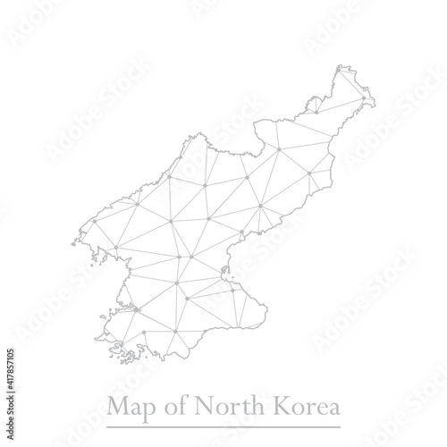 Vector map of North Korea with trendy triangles design polygonal abstract. Vector illustration eps 10.