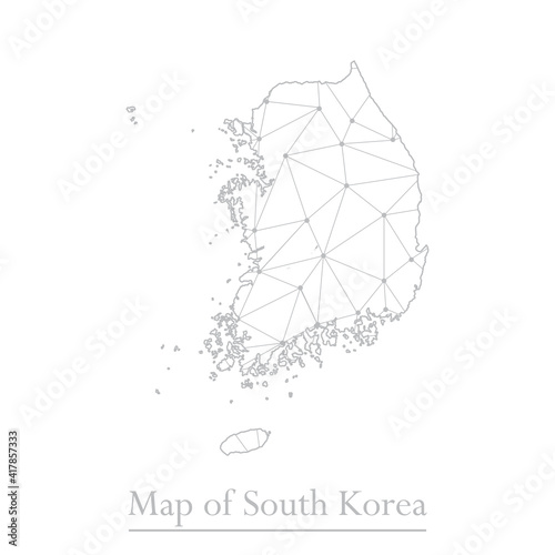 Vector map of South Korea with trendy triangles design polygonal abstract. Vector illustration eps 10.