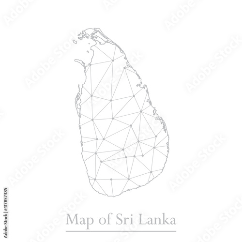 Vector map of Sri Lanka with trendy triangles design polygonal abstract. Vector illustration eps 10.