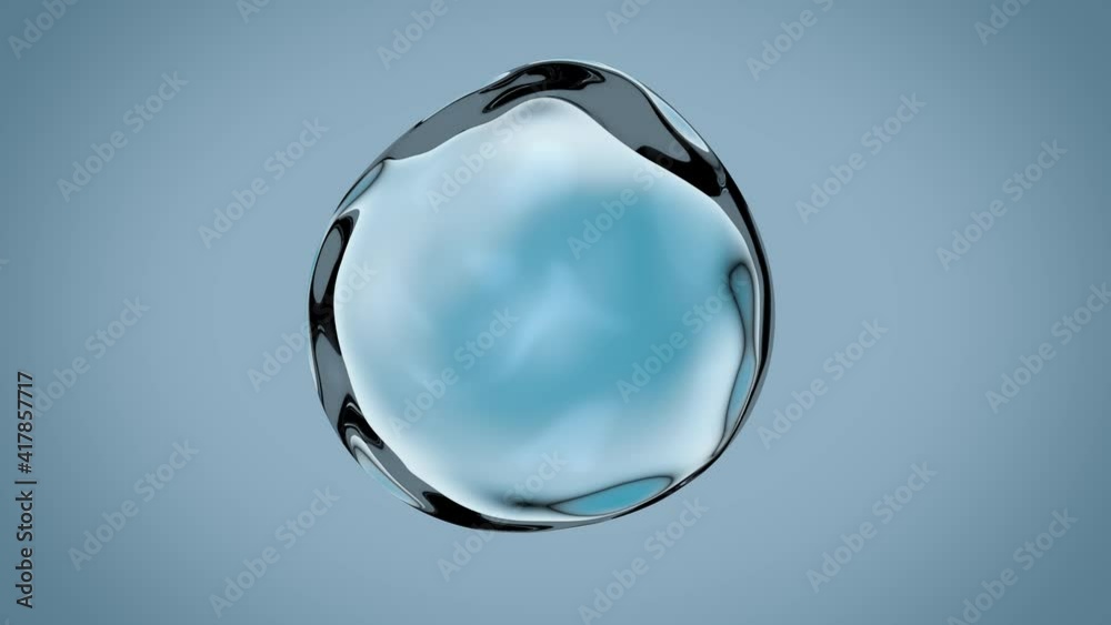 The movement of a simple drop of water on a black background. Looped 3D rendering of an abstract fluid.