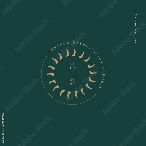 Vector design linear template logo or emblem - mystery boho style. Abstract symbol for spiritual and astrology boutique.