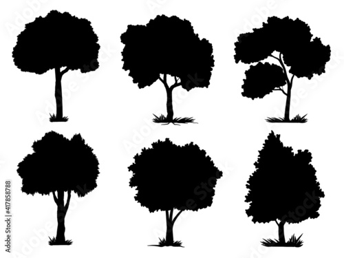 collection black tree Symbol style and white background. Can be used for your work.