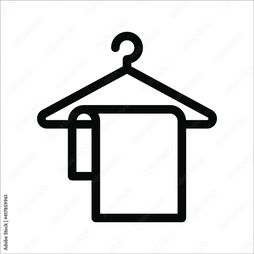 hanger icon line art style isolated on white background. color editable