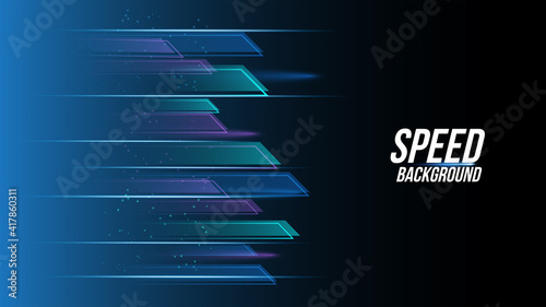 Abstract background technology high speed racing for sports of long exposure light on black background.Science geometric shape modern elegant design.Vector illustration.