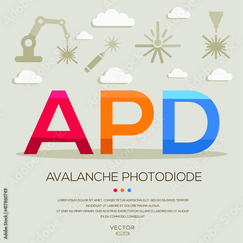 APD mean (avalanche photodiode) Laser acronyms ,letters and icons ,Vector illustration.