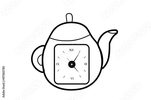 Teapot Alarm Clock Vector Icon Simple Design.