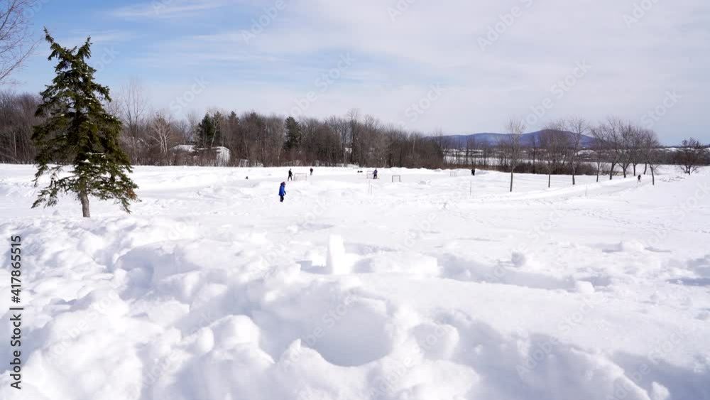 People ice skating on winter circuit