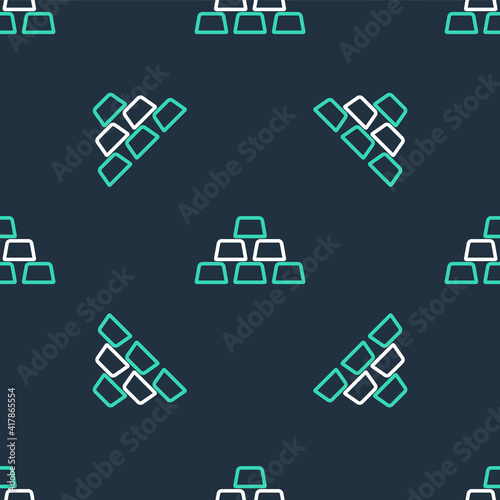 Line Gold bars icon isolated seamless pattern on black background. Banking business concept. Vector.