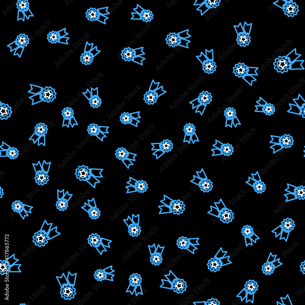 Line Medal with star icon isolated seamless pattern on black background. Winner achievement sign. Award medal. Vector. Line Medal with star icon isolated seamless pattern on black background. Winner achievement sign. Award medal. Vector.