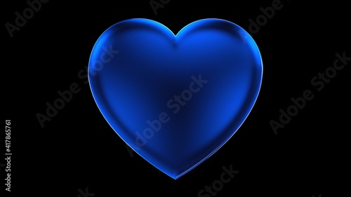 3d render volumetric blue heart made of glass